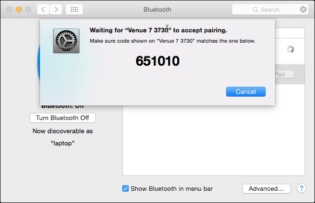 זיווג Bluetooth ב- Mac Side