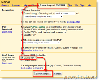 השתמש ב- Outlook 2007 עם חשבון דואר אלקטרוני של GMAIL באמצעות iMAP