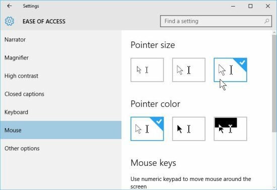 טיפ של Windows 10: הגדל את גודל וצבע מצביע העכבר