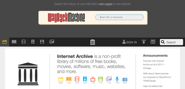 אתרים כמו מכונת Way Back Machine יכולים ללכוד תוכן מאתרי מדיה חברתית שמנועי חיפוש מוסיפים עליהם אינדקס.