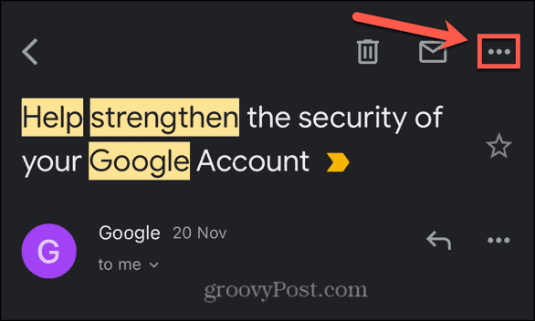 סמל שלוש נקודות של Gmail