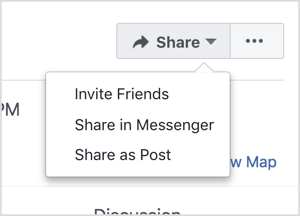 קדם את האירוע שלך בפייסבוק על ידי הזמנת חברים ושיתוף באמצעות Messenger וכפוסט.