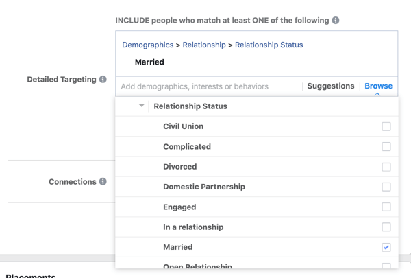אפשרויות מיקוד דמוגרפי עבור קמפיין מודעות מוביל בפייסבוק.