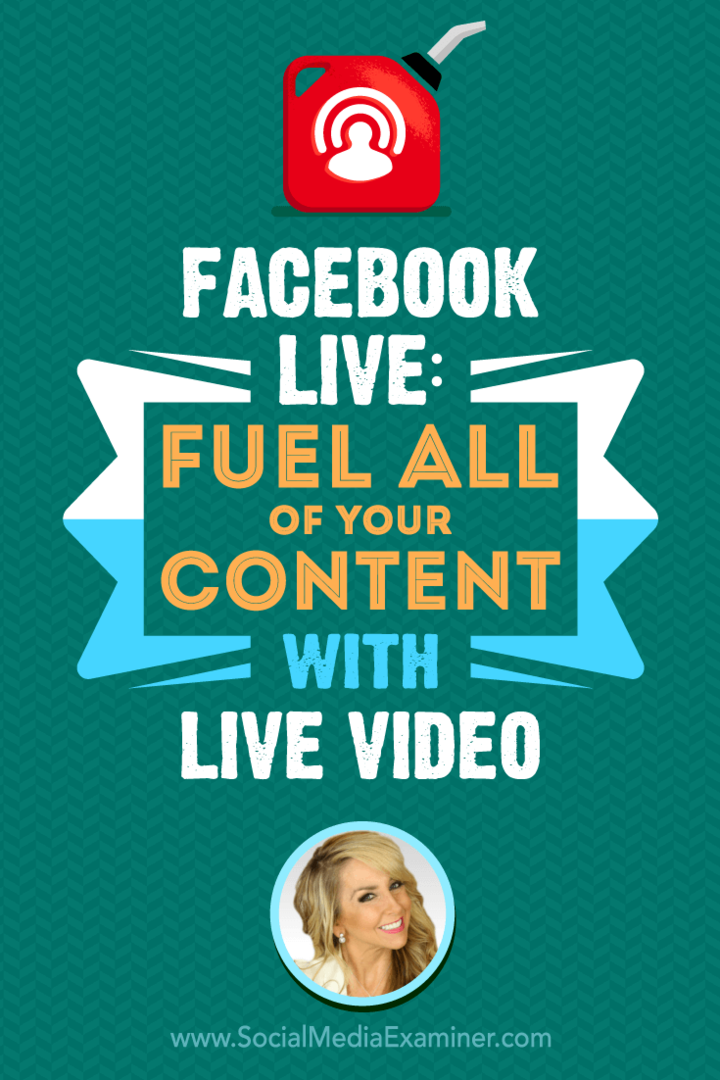 פייסבוק בשידור חי: תדלק את כל התוכן שלך באמצעות סרטון חי שמציע תובנות של שאלין ג'ונסון בפודקאסט לשיווק ברשתות חברתיות.