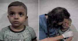 כך ניסה הרופא להרגיע את הילד הפלסטיני שרעד מפחד במהלך התקיפה הישראלית