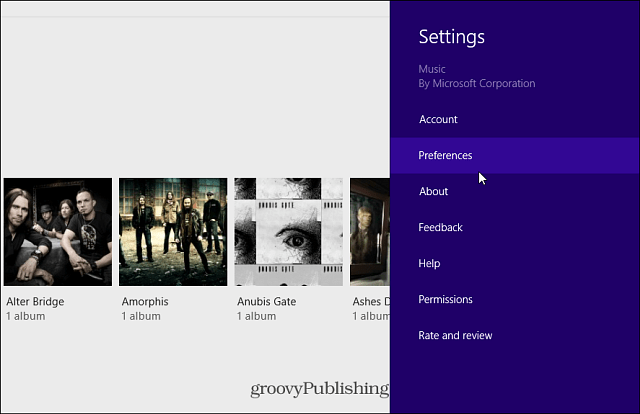 העדפות Xbox Music Music