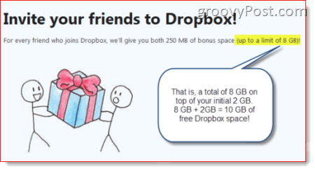 שטח של Dropbox בחינם של 10+ GB