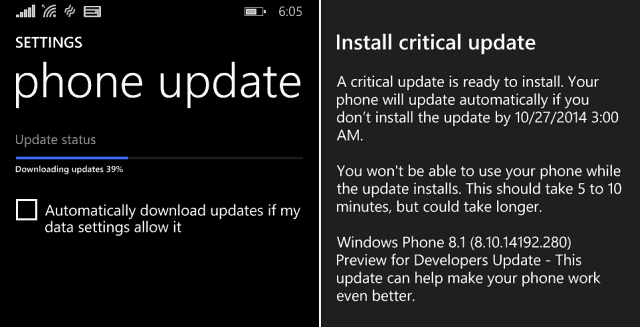 עדכון קריטי של Windows Phone 8-1
