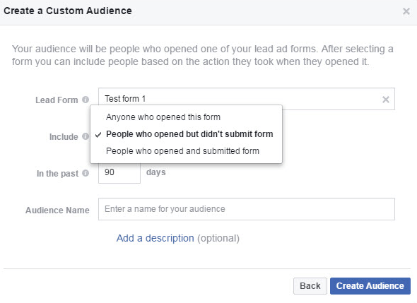 צור קהל מעורבות בהתאמה אישית במנהל הקהל של פייסבוק.