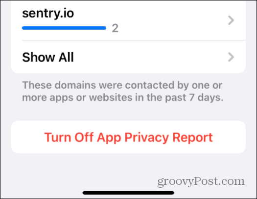 כבה את דוח הפרטיות של האפליקציה
