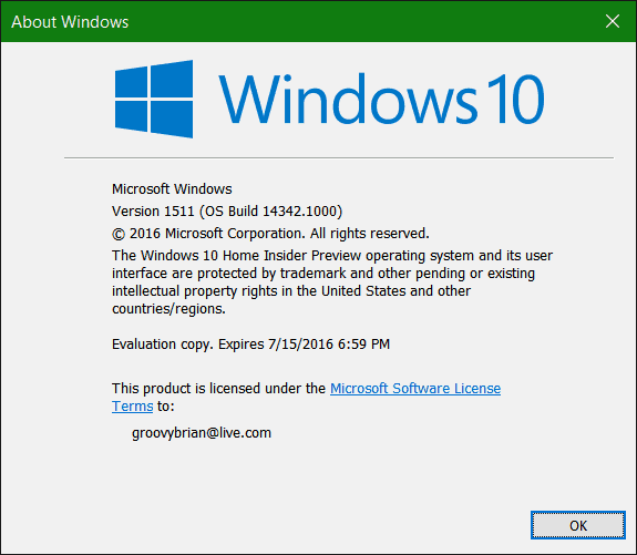 תצוגה מקדימה של Windows 10 14342