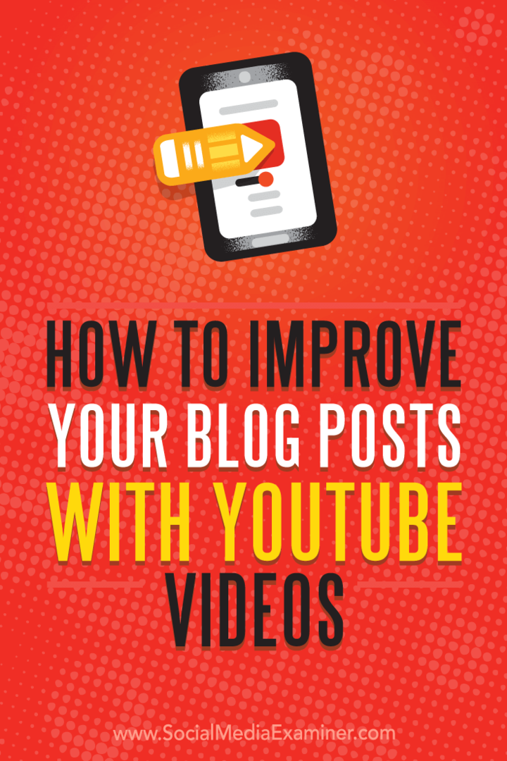 כיצד לשפר את הודעות הבלוג שלך באמצעות סרטוני YouTube מאת אנה גוטר בבודקת מדיה חברתית.