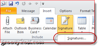 צרף כרטיס ביקור בחתימת הדוא"ל של Outlook 2010
