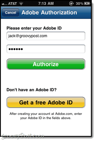 לאשר באמצעות מזהה ה- Adobe שלך