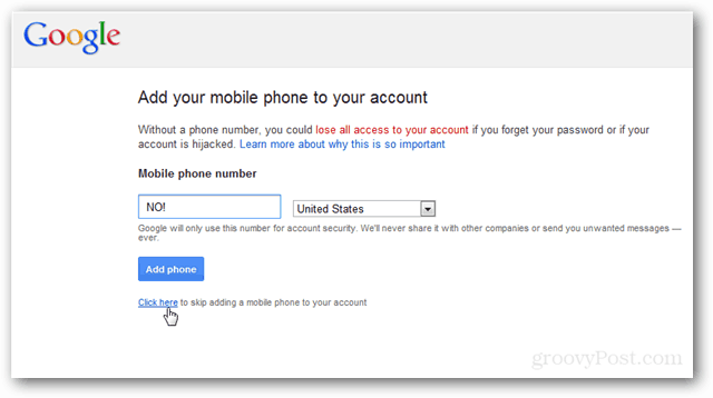 גוגל, תפסיק לבקש ממני את מספר הטלפון שלי [ללא חיבור]