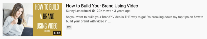 דוגמה לסרטון יוטיוב מאת @sunnylenarduzzi ל'איך בונים את המותג שלך באמצעות סרטון 'המציגה 22 אלף צפיות בשלוש השנים האחרונות
