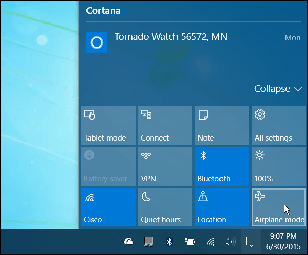 מרכז הפעולות Windows 10