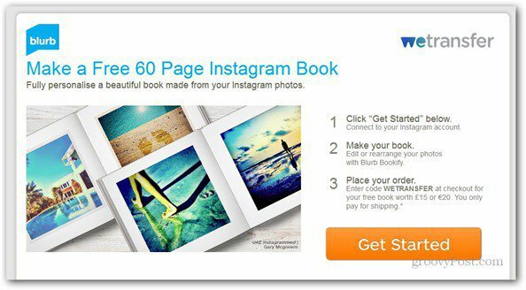 WeTransfer מציע ספר תמונות באינסטגרם בחינם בן 60 עמודים