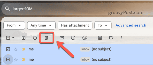 מחיקת מיילים של Gmail מתוצאות החיפוש