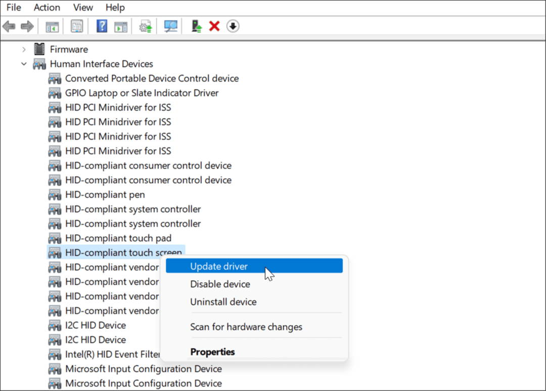עדכון מנהל ההתקן של Windows 11 מסך מגע לא עובד