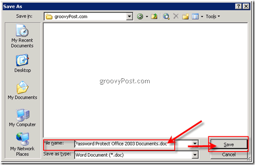 כיצד להגן על סיסמא מסמכי Microsoft Office 2003