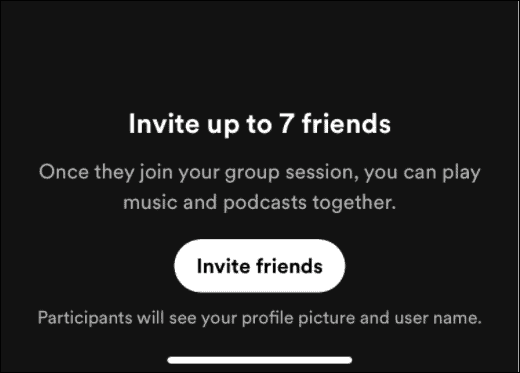כפתור הזמנת חברים האזנה ל-spotify עם חברים