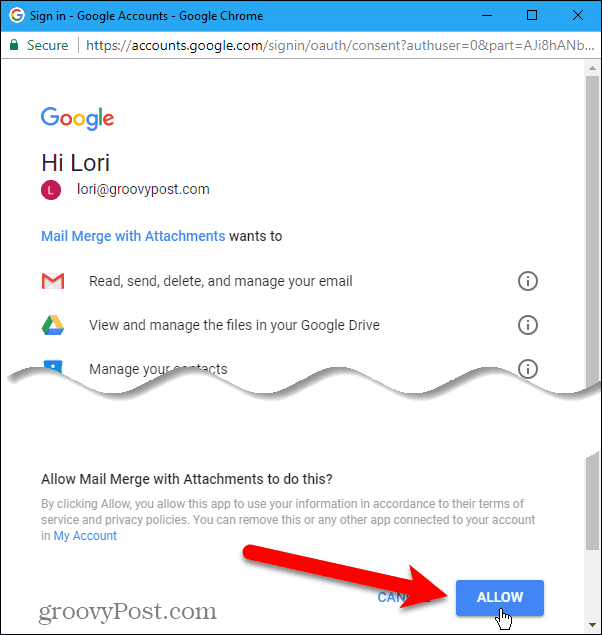 אפשר גישה לחשבון Gmail