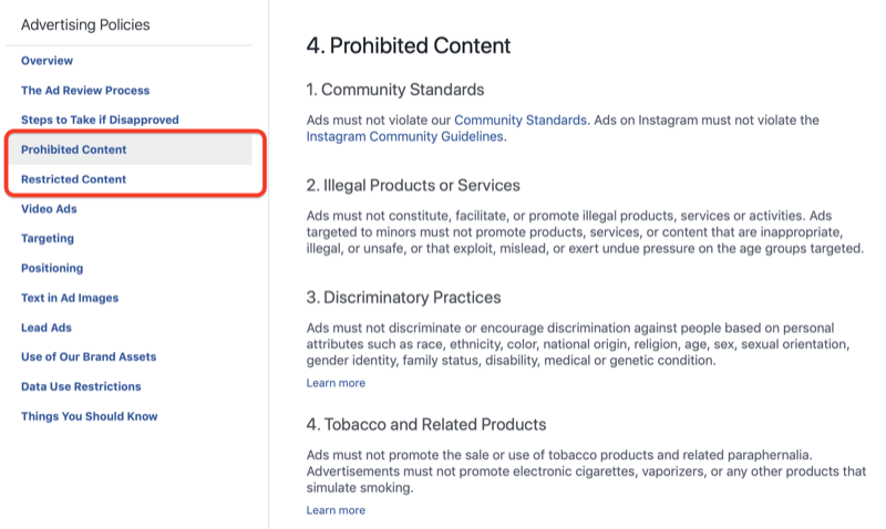 קטע תוכן אסור במדיניות הפרסום בפייסבוק