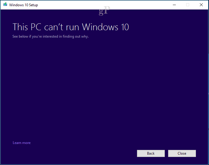 התקנת Windows 10 - מחשב לא יכול להריץ את Windows 10