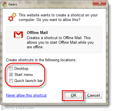 צור קיצור דרך ל- Gmail לא מקוון