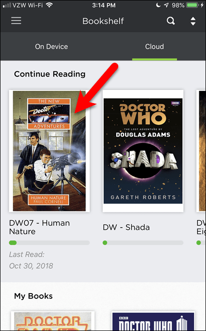 הקש על ספר כדי להוריד אותו ל- BookFusion במכשיר ה- iOS שלך