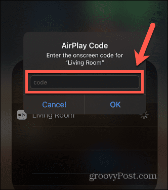 קוד סיסמה של אייפון airplay
