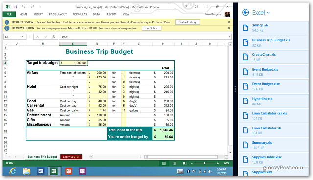 הצמד ל- Dropbox של Excel