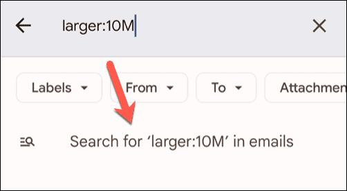 התחל חיפוש ב-Gmail בנייד