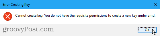 לא ניתן ליצור שגיאת מפתח ברישום Windows