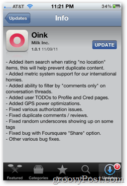 עדכון Oink 1.0.1 מחנות Apple App