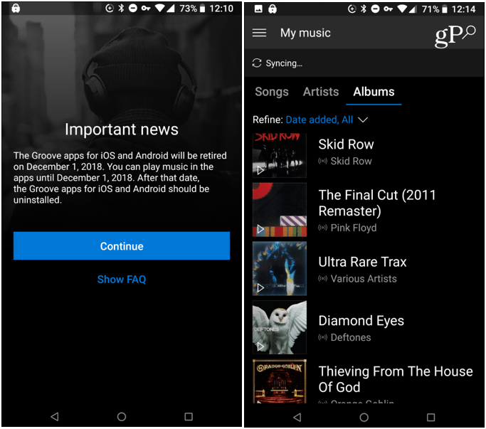 אפליקציית Groove Music Android