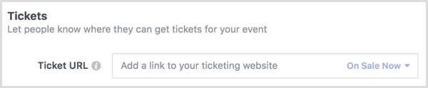 השתמש באפשרות כרטיס כדי לקשר לדף מכירת הכרטיסים ל- Eventbrite