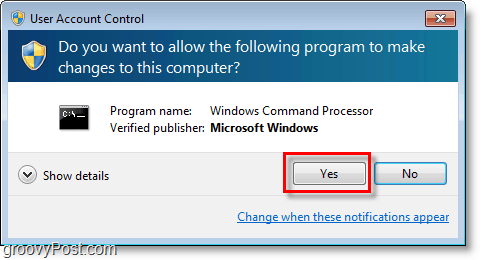 צילום מסך של Windows 7 - עברו דרך ה- admin של cmd