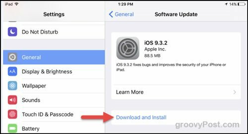 אפל iOS 9.3.2 עדכון תיקון האבטחה