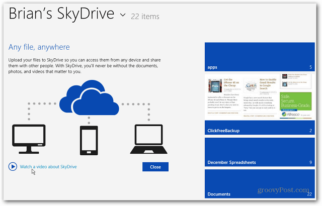 מסך התחלה חדש של SkyDrive