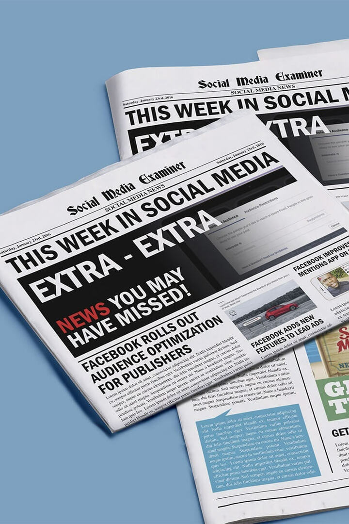 אופטימיזציה לקהל בפייסבוק עבור מפרסמים: השבוע ברשתות החברתיות: בוחן מדיה חברתית