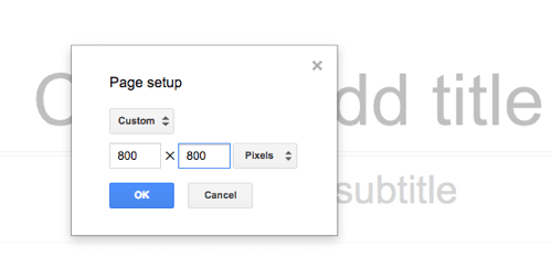 בחר את גודל הגרפיקה של Google Slides.