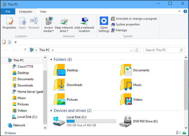 הפוך את סייר הקבצים של Windows 10 לפתוח תמיד למחשב זה