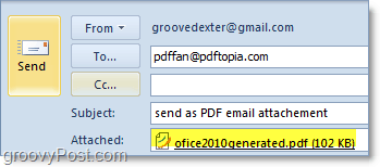 שליחת PDF המרה ומצורפת אוטומטית ב- Outlook 2010
