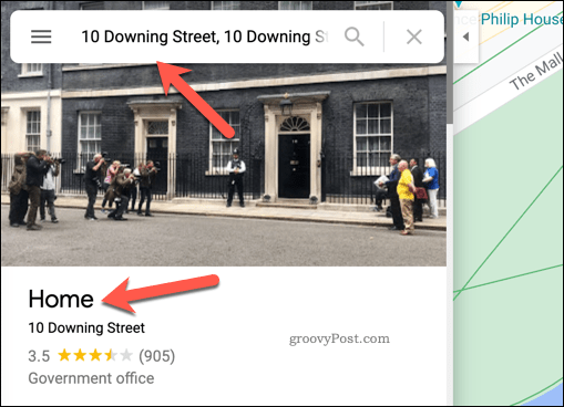 כתובת בית לדוגמא במפות Google