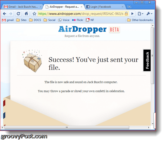 נשלח קובץ ההצלחה של Dropbox Airdropper