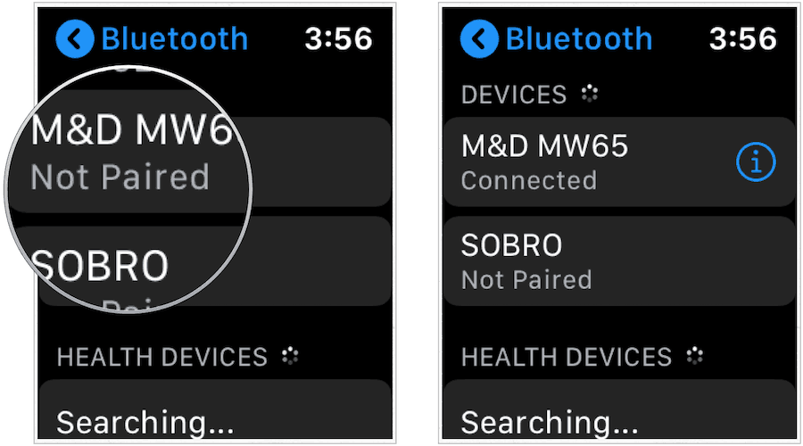 התאמה של Apple Watch Bluetooth
