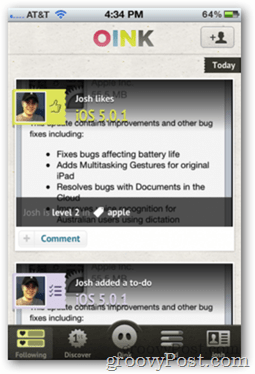 OINK סקור את אפליקציית הקהילה עבור iOS