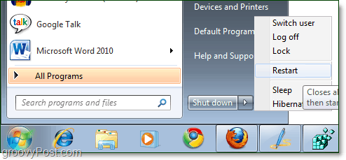 הפעל מחדש את Windows 7